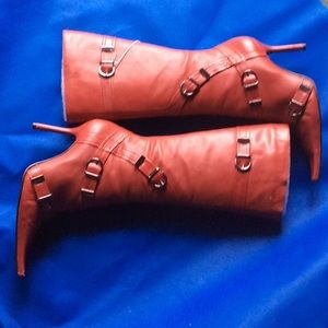 Red heeled leather boot